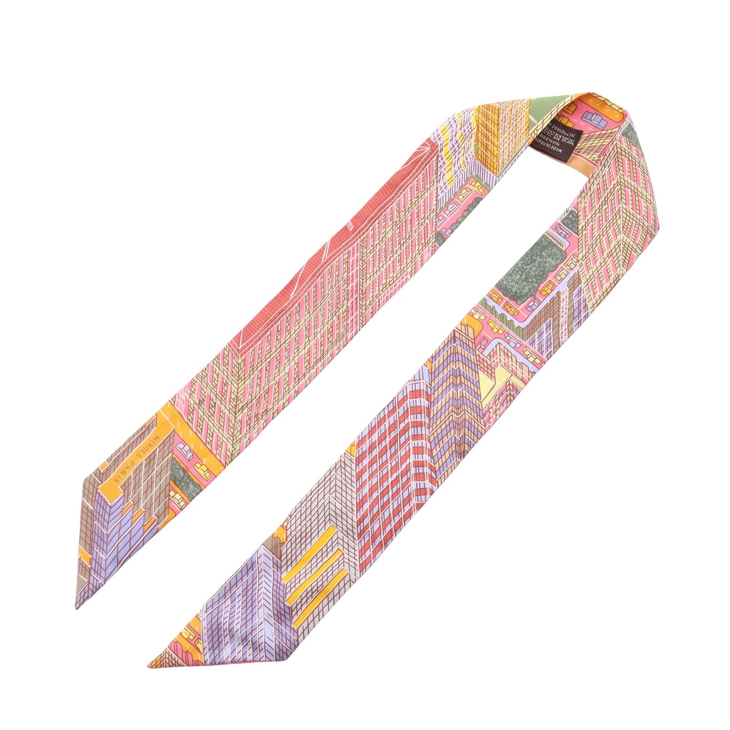 ツイリー Pantin City リボン スカーフ シルク ライトピンク マルチカラー エルメス