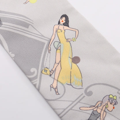 ツイリー EX-LIBRIS LES PARISIENNE リボン スカーフ シルク グレー イエロー マルチカラー エルメス
