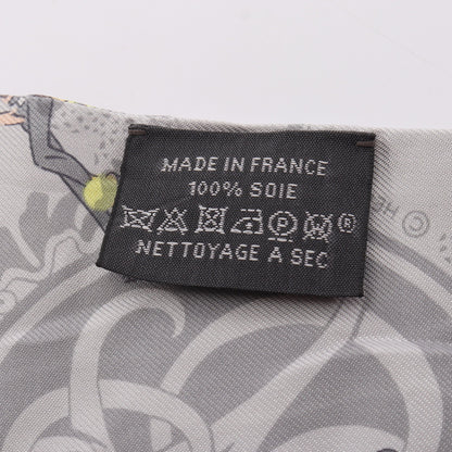 ツイリー EX-LIBRIS LES PARISIENNE リボン スカーフ シルク グレー イエロー マルチカラー エルメス