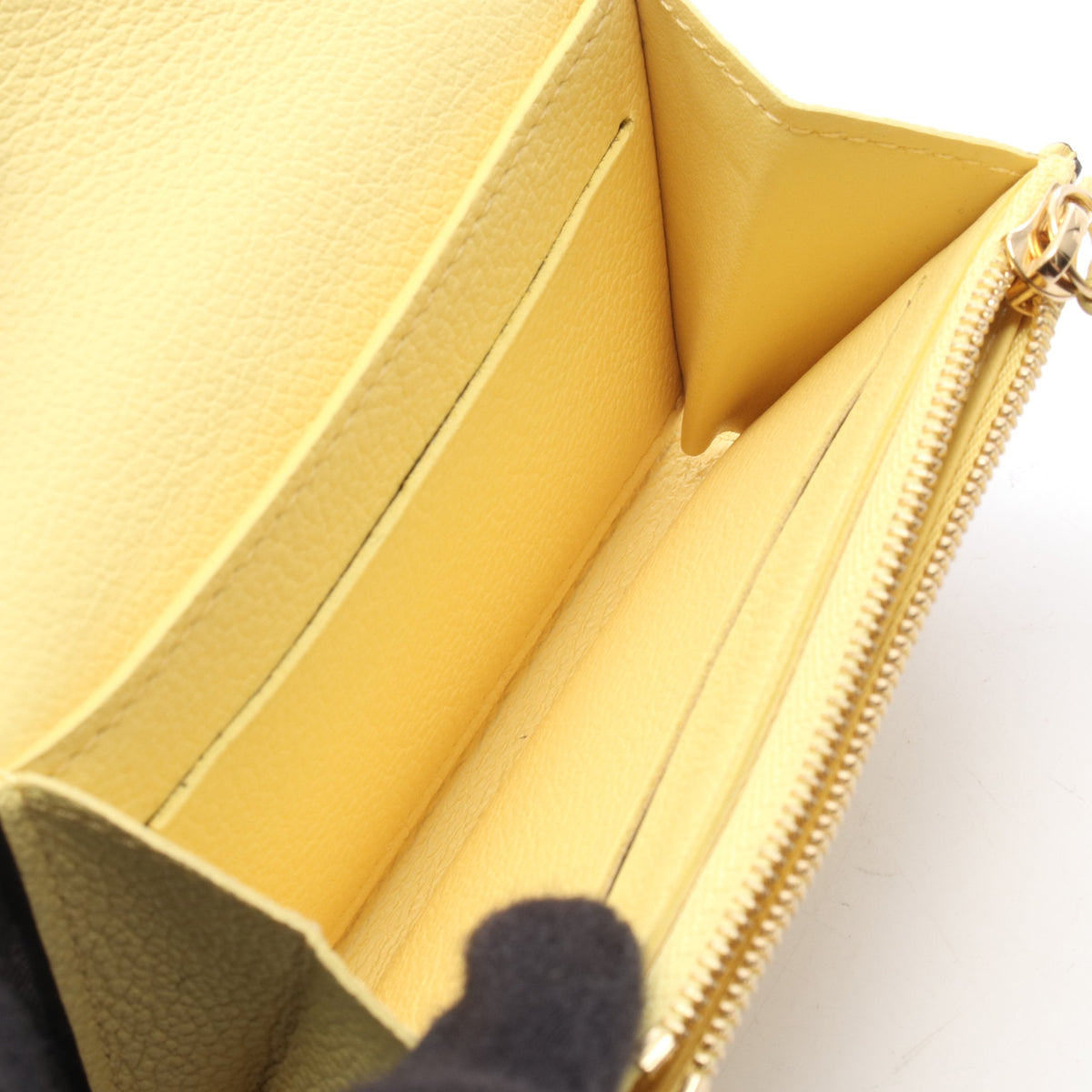 ポルトモネ ロザリ モノグラムアンプラント ジョーヌ 二つ折り財布 レザー イエロー ルイヴィトン 財布・小物 LOUIS VUITTON