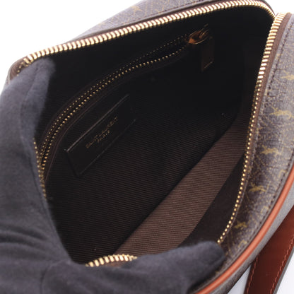 モノグラム カメラバッグ ショルダーバッグ PVC レザー ダークブラウン サンローランパリ バッグ SAINT LAURENT PARIS