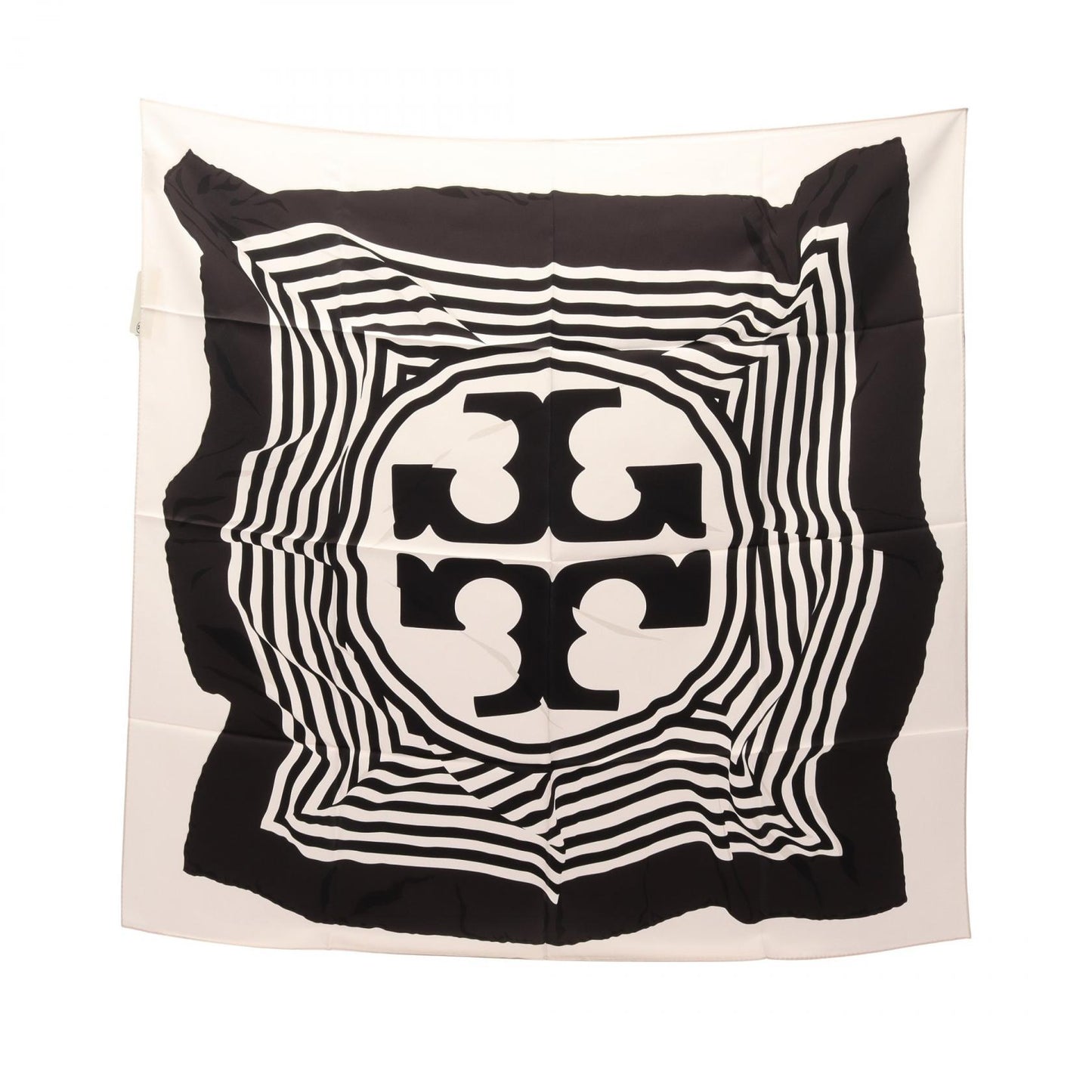 Warped Logo Silk Square スカーフ シルク ピンク ブラック トリーバーチ 財布・小物 TORY BURCH