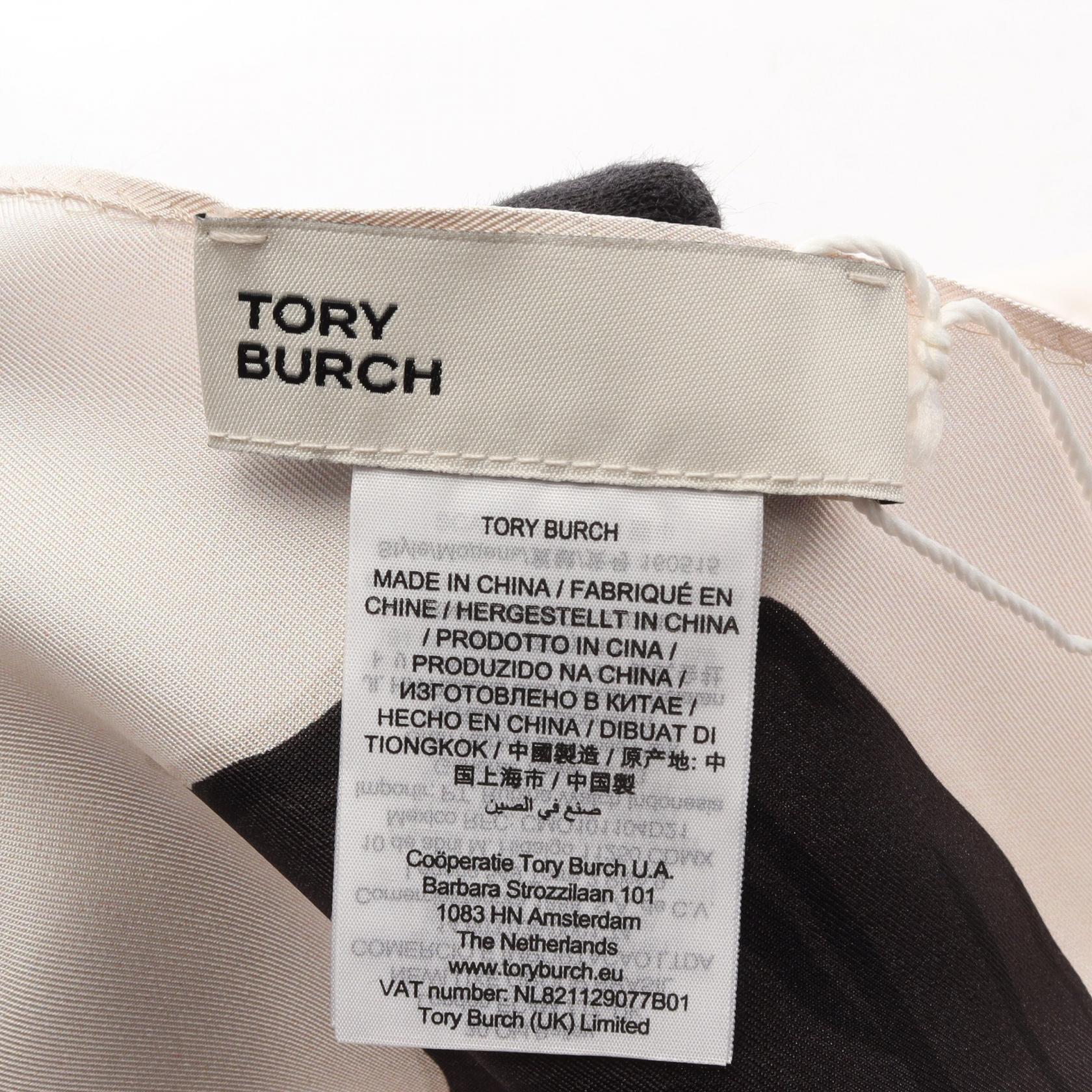 Warped Logo Silk Square スカーフ シルク ピンク ブラック トリーバーチ 財布・小物 TORY BURCH