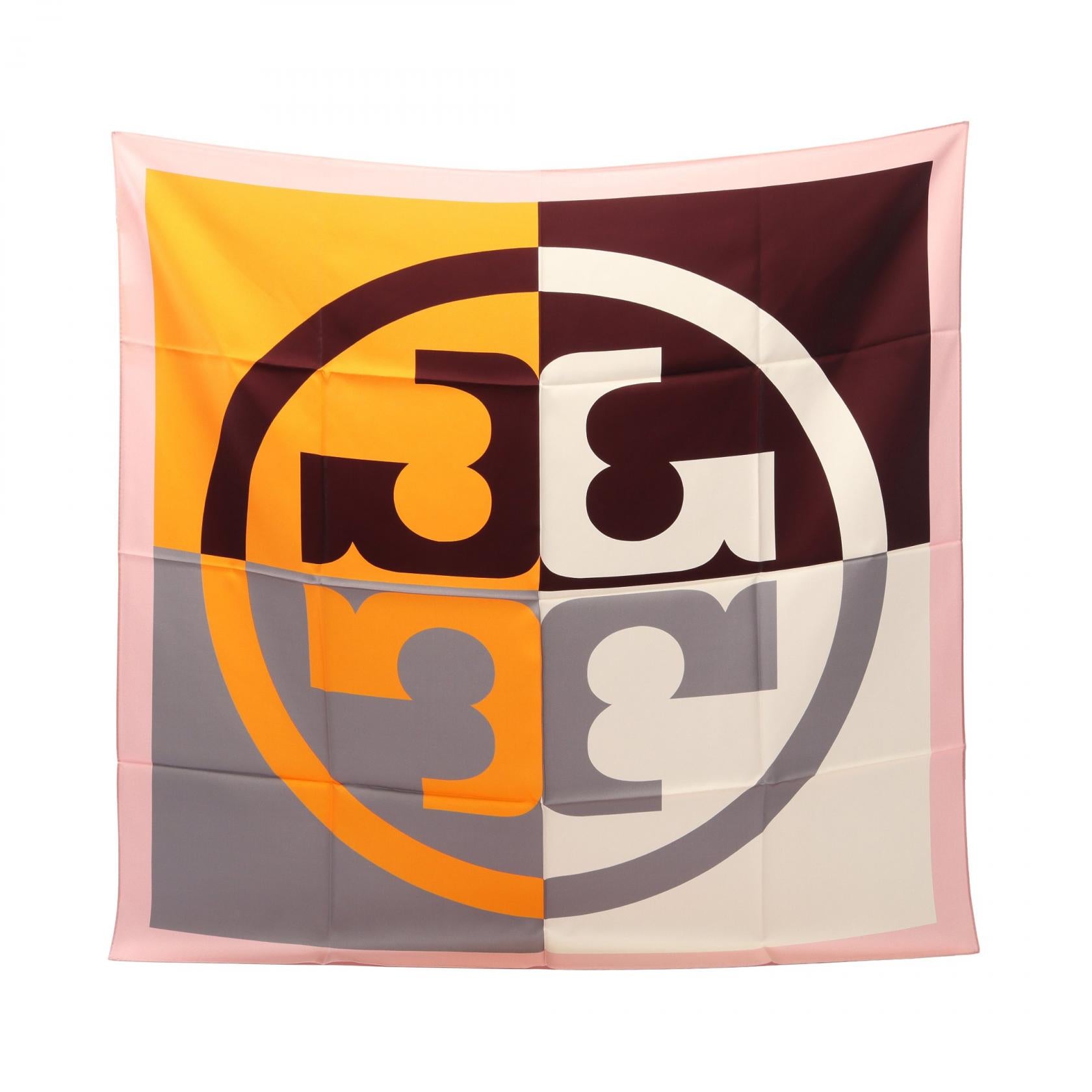 カラーブロック スカーフ シルク ピンク マルチカラー トリーバーチ 財布・小物 TORY BURCH