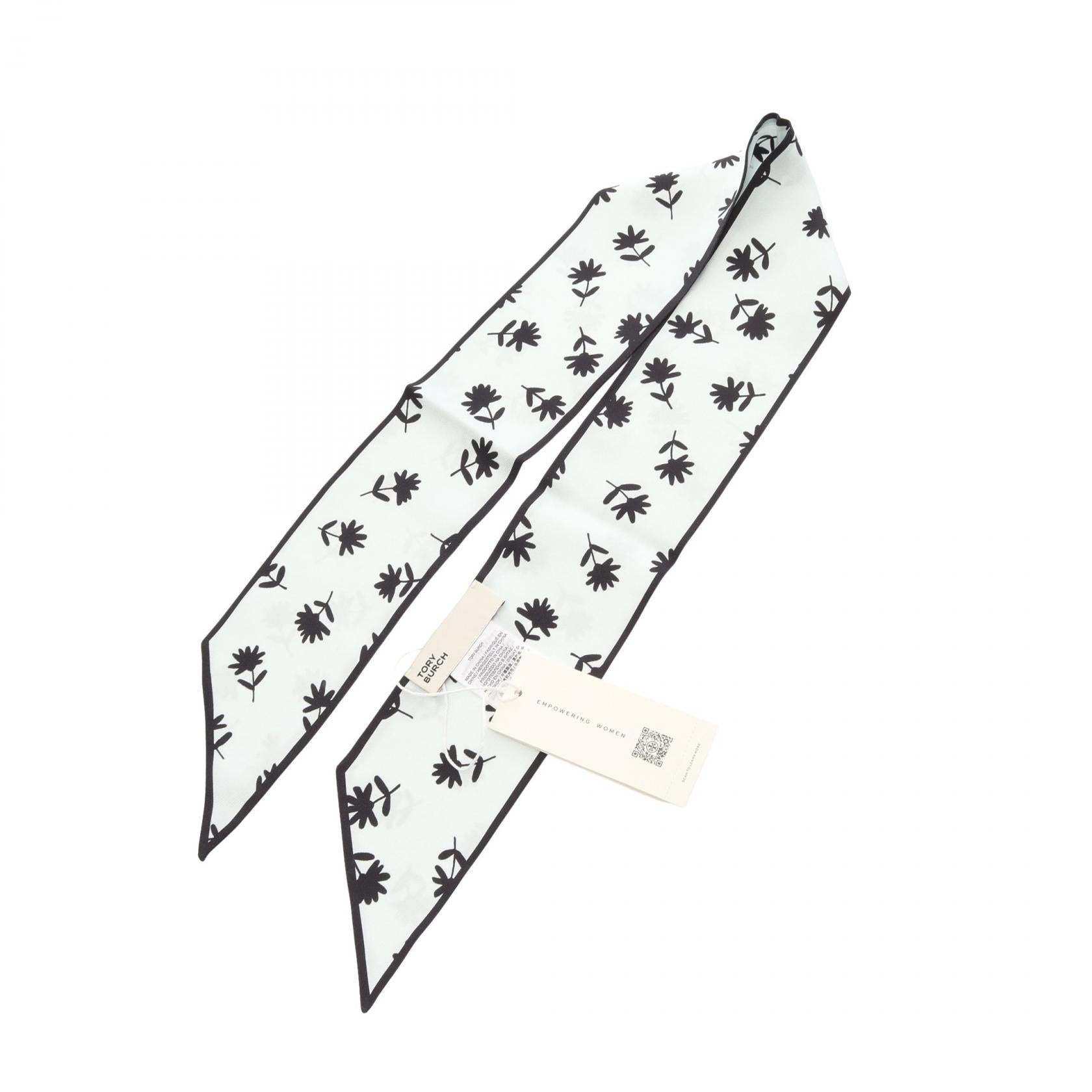 スカッタード デイジー リボン スカーフ シルク ブルー ブラック トリーバーチ 財布・小物 TORY BURCH