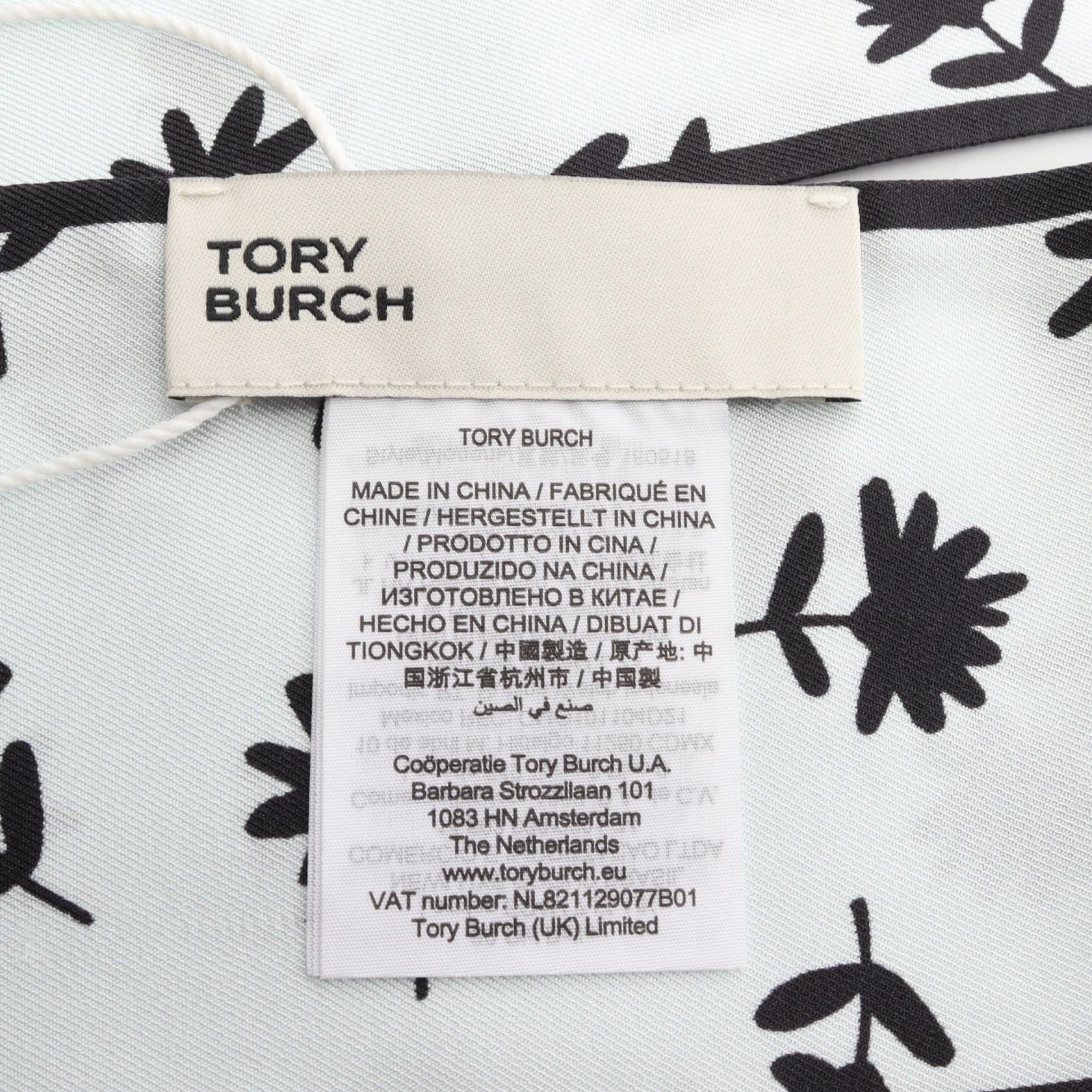 スカッタード デイジー リボン スカーフ シルク ブルー ブラック トリーバーチ 財布・小物 TORY BURCH