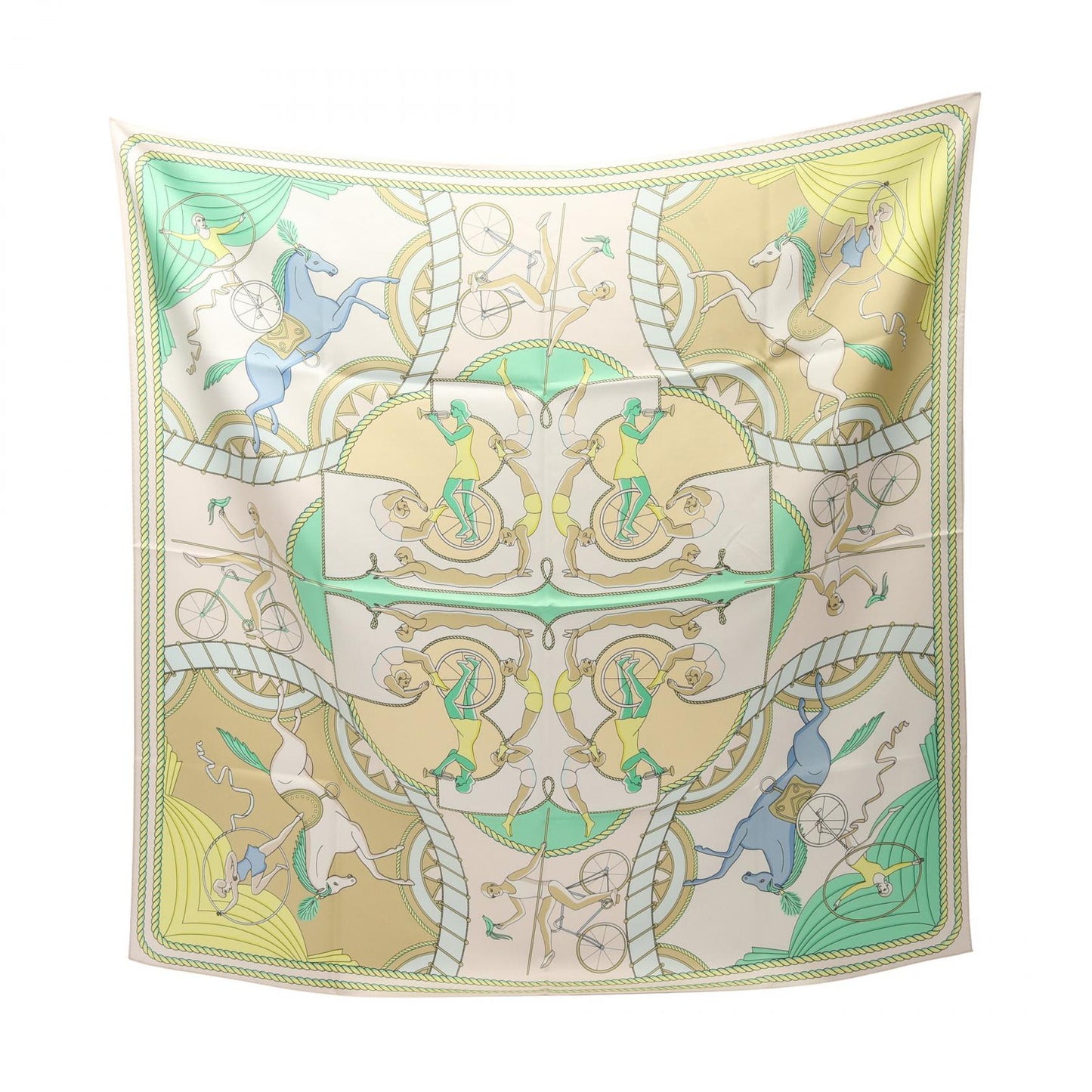 ACROBATS スカーフ シルク ベージュ グリーン マルチカラー トリーバーチ 財布・小物 TORY BURCH
