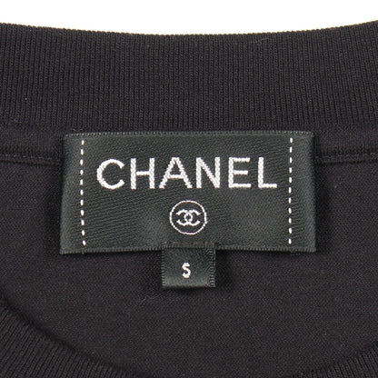 ココマーク カメリア スパンコール 長袖Tシャツ コットン ブラック シャネル