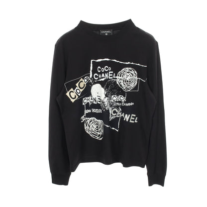 ココマーク カメリア スパンコール 長袖Tシャツ コットン ブラック シャネル