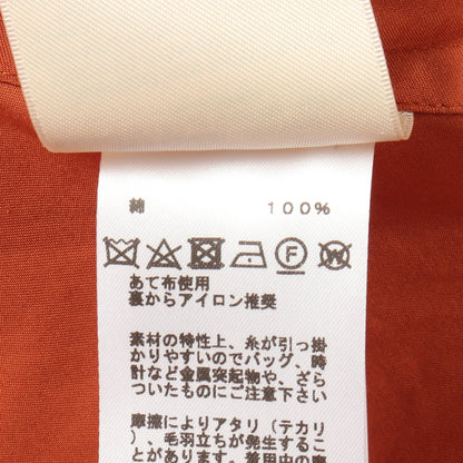 フリル襟 ジップアップ ワンピース コットン オレンジブラウン エルメス