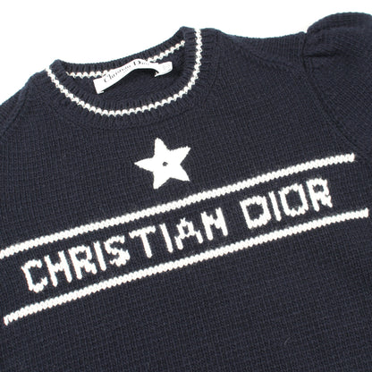 ロゴ ショートスリーブ ニット ウール カシミヤ ネイビー クリスチャンディオール