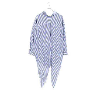 ロゴ刺繍 オーバーサイズ ストライプ シャツ コットン ブルー ホワイト バレンシアガ トップス BALENCIAGA