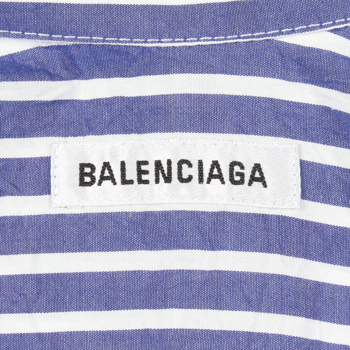 ロゴ刺繍 オーバーサイズ ストライプ シャツ コットン ブルー ホワイト バレンシアガ トップス BALENCIAGA