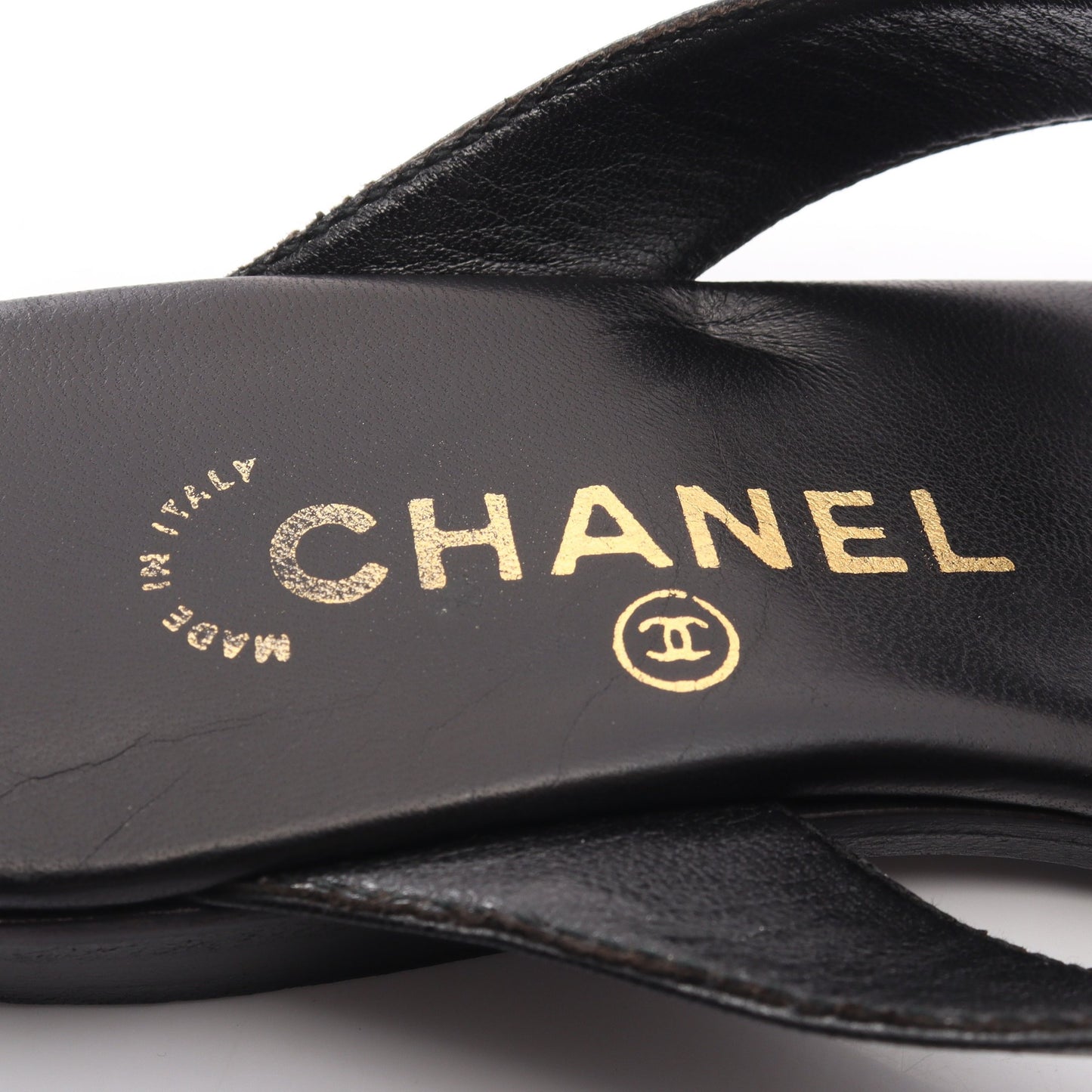 ココマーク トングサンダル レザー ブラック シャネル