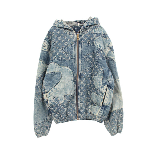 LOUIS VUITTON × NIGO モノグラム パッチワーク フード付き デニムジャケット コットン ブルー ルイヴィトン アウター LOUIS VUITTON
