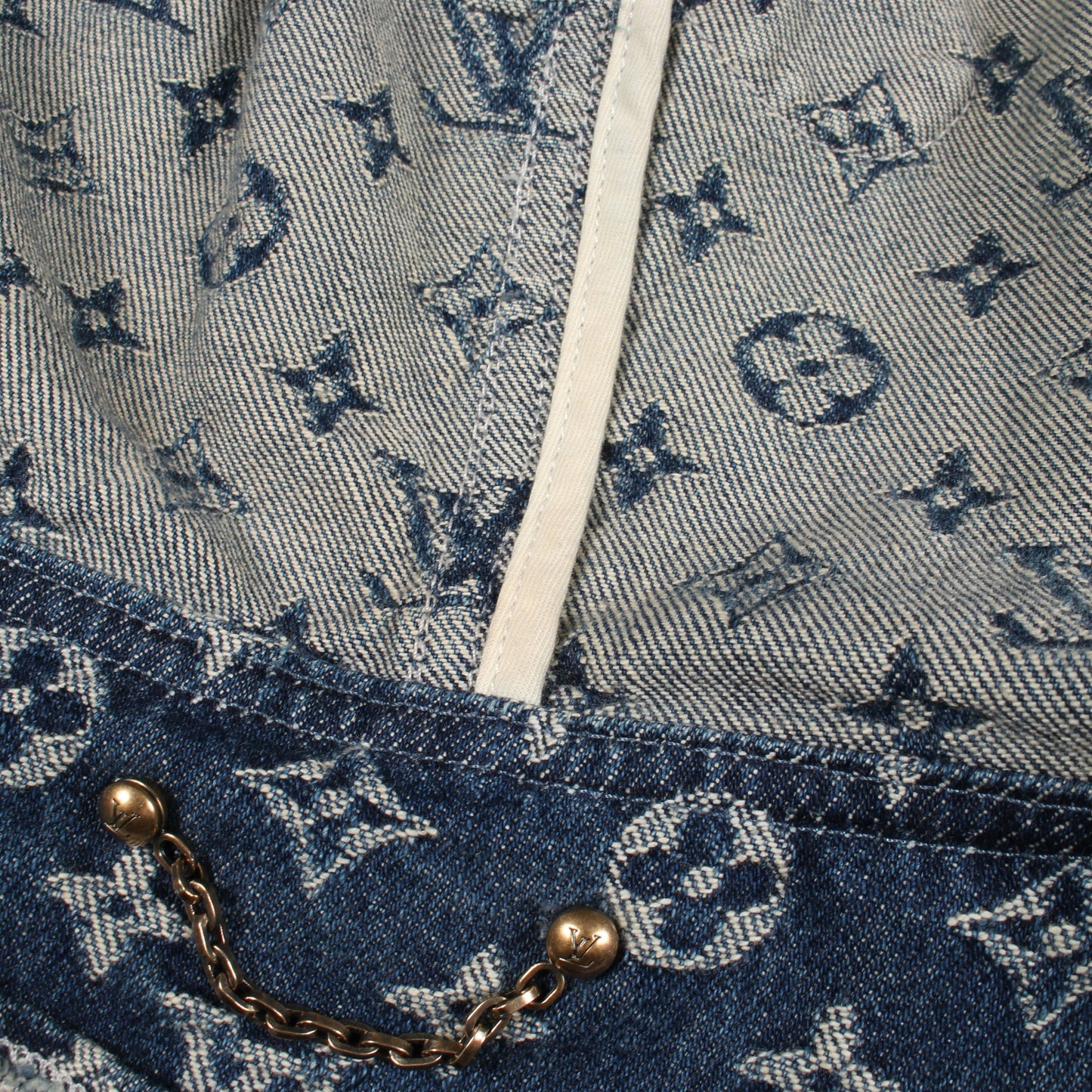 LOUIS VUITTON × NIGO モノグラム パッチワーク フード付き デニムジャケット コットン ブルー ルイヴィトン