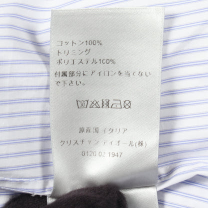 ストライプ ロゴパッチ 長袖 シャツ コットン ホワイト ライトブルー ディオール
