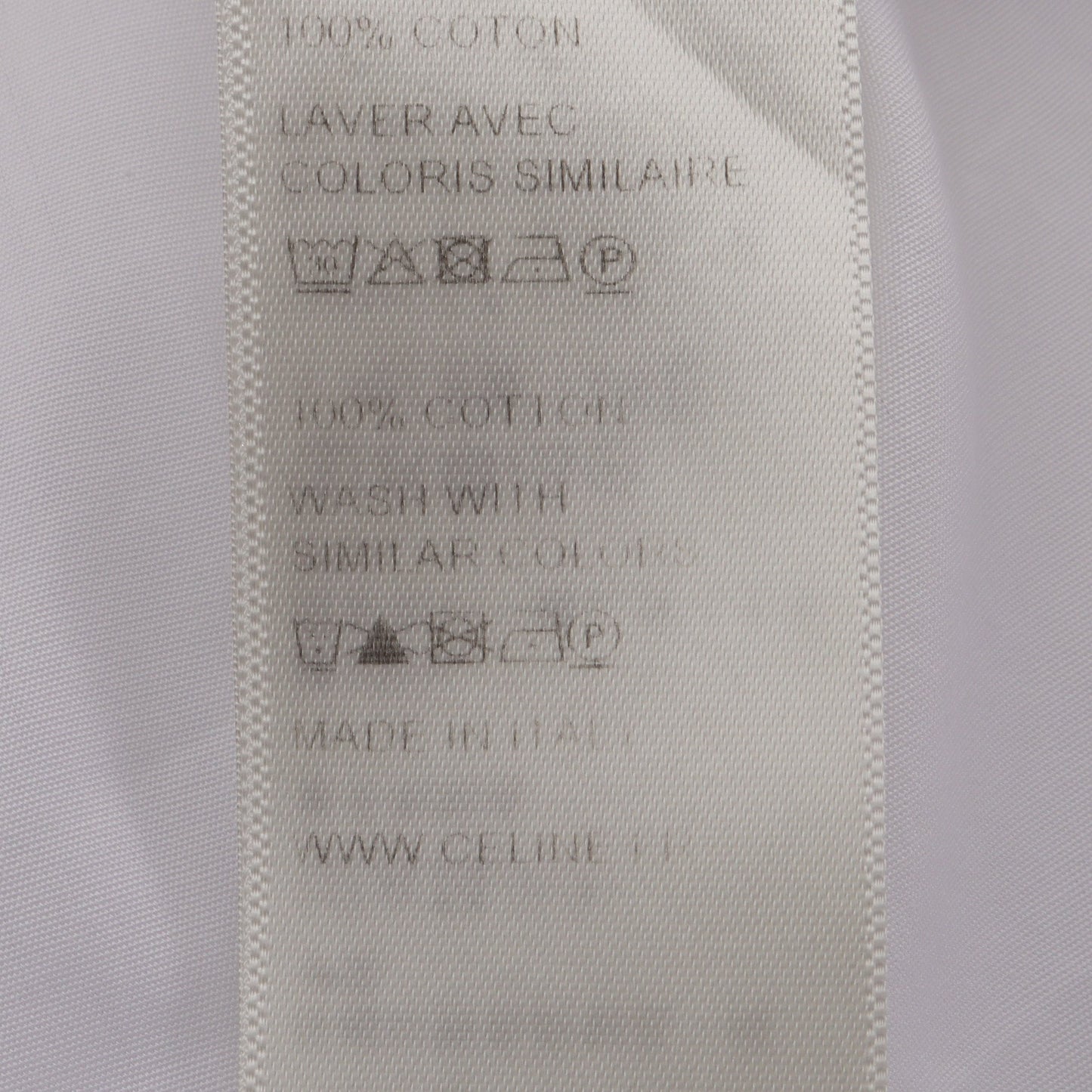 長袖 シャツ コットン ホワイト セリーヌ