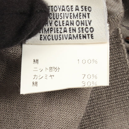 Vネック 切替 カーディガン シルク カシミヤ グレーベージュ エルメス
