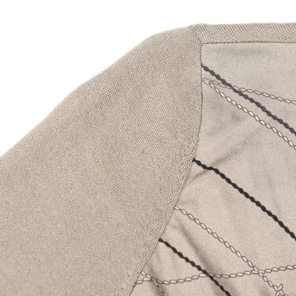 Vネック 切替 カーディガン シルク カシミヤ グレーベージュ エルメス
