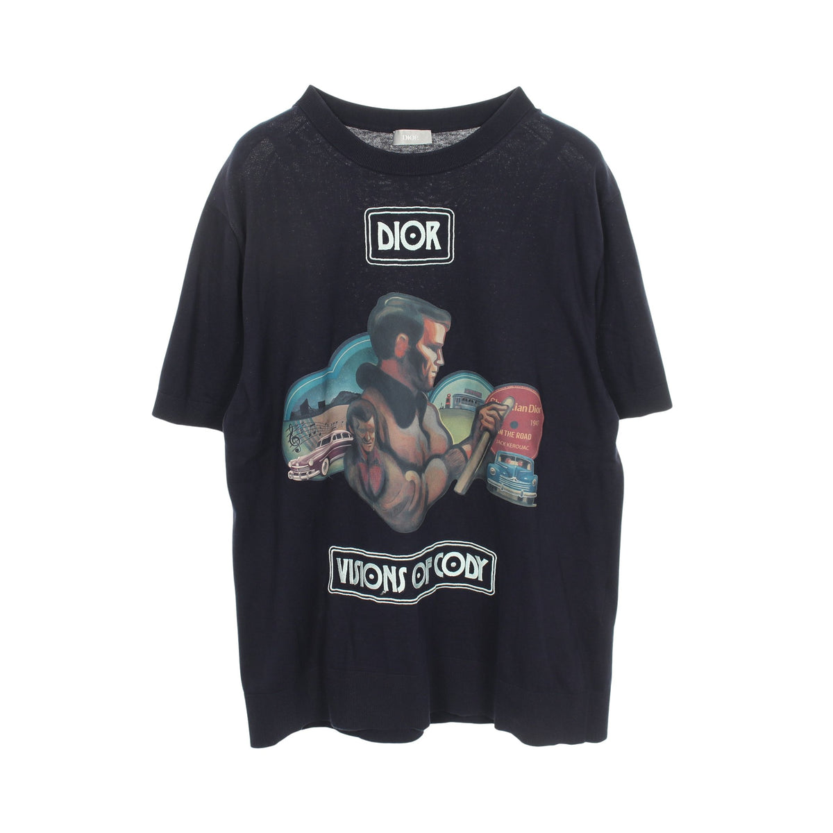 DIOR × JACK KEROUAC 半袖Tシャツ コットン ネイビー マルチカラー ディオール トップス DIOR