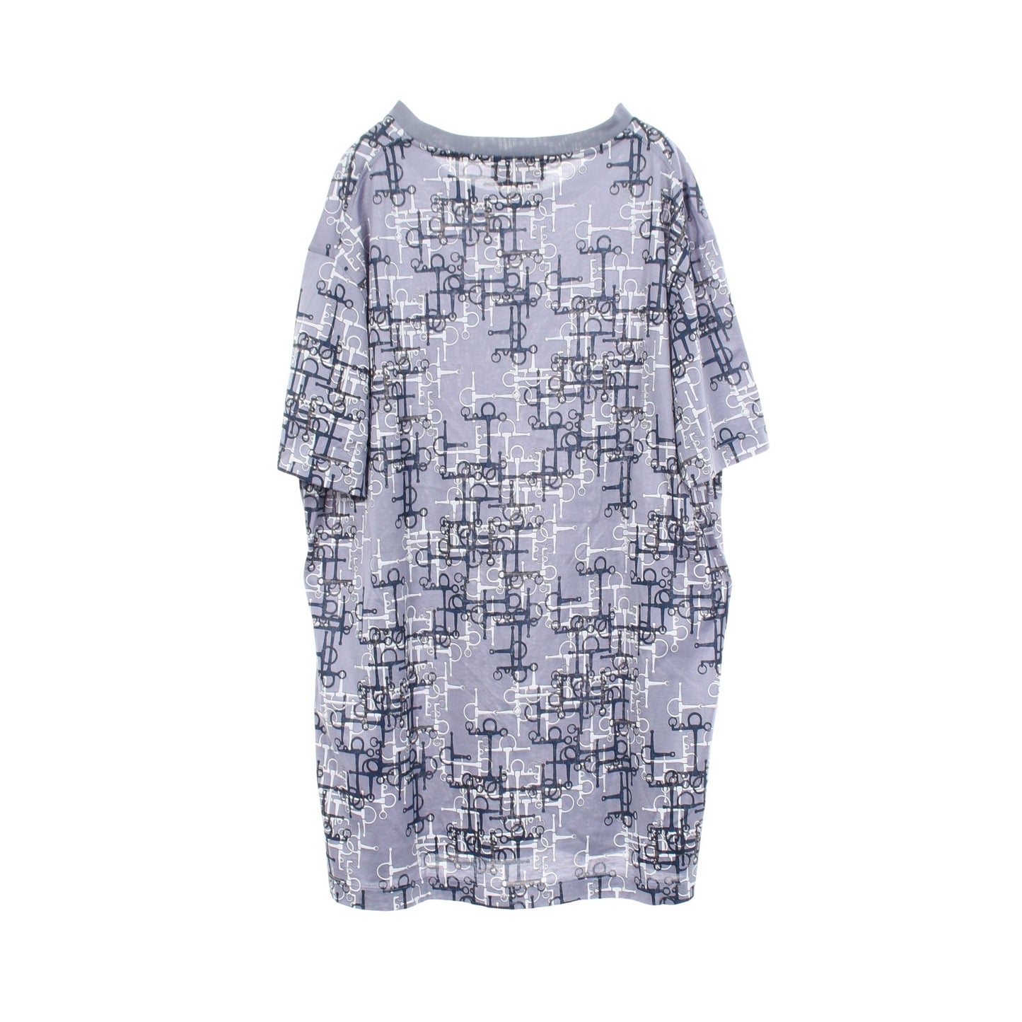 総柄 半袖Tシャツ コットン ブルーグレー エルメス