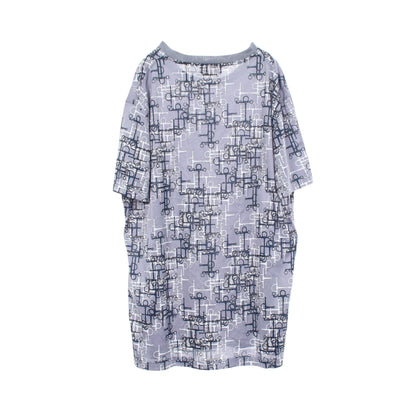 総柄 半袖Tシャツ コットン ブルーグレー エルメス