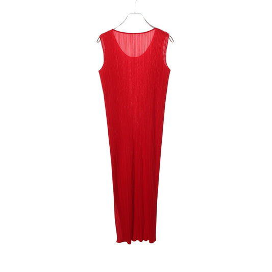 プリーツ ノースリーブ ワンピース レッド プリーツプリーズ ワンピース PLEATS PLEASE