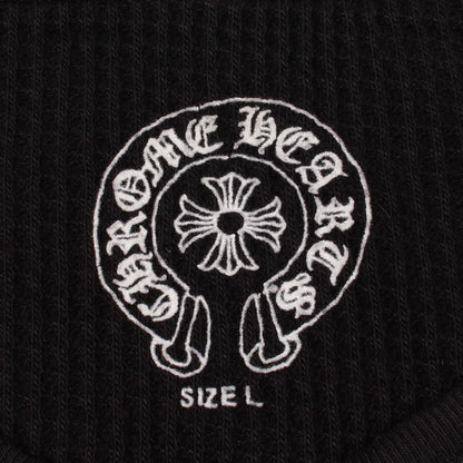 クロスボールボタン スクロールロゴ ヘンリーネック 長袖Tシャツ コットン ブラック クロムハーツ