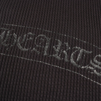 クロスボールボタン スクロールロゴ ヘンリーネック 長袖Tシャツ コットン ブラック クロムハーツ
