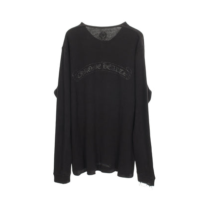 クロスボールボタン スクロールロゴ ヘンリーネック 長袖Tシャツ コットン ブラック クロムハーツ