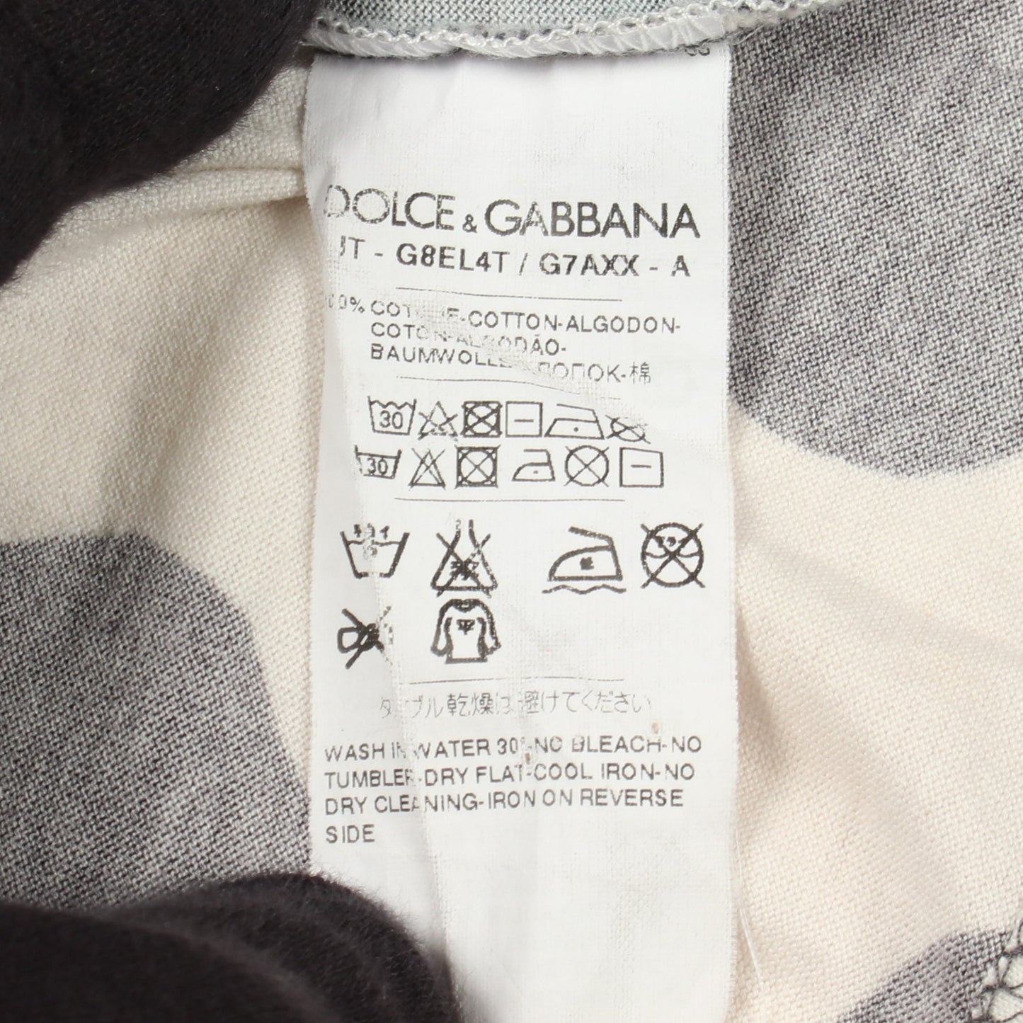 グラフィックプリント ドット Vネック 半袖Tシャツ コットン ダークグリーン マルチカラー ドルチェアンドガッバーナ