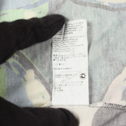 グラフィックプリント ドット Vネック 半袖Tシャツ コットン ダークグリーン マルチカラー ドルチェアンドガッバーナ