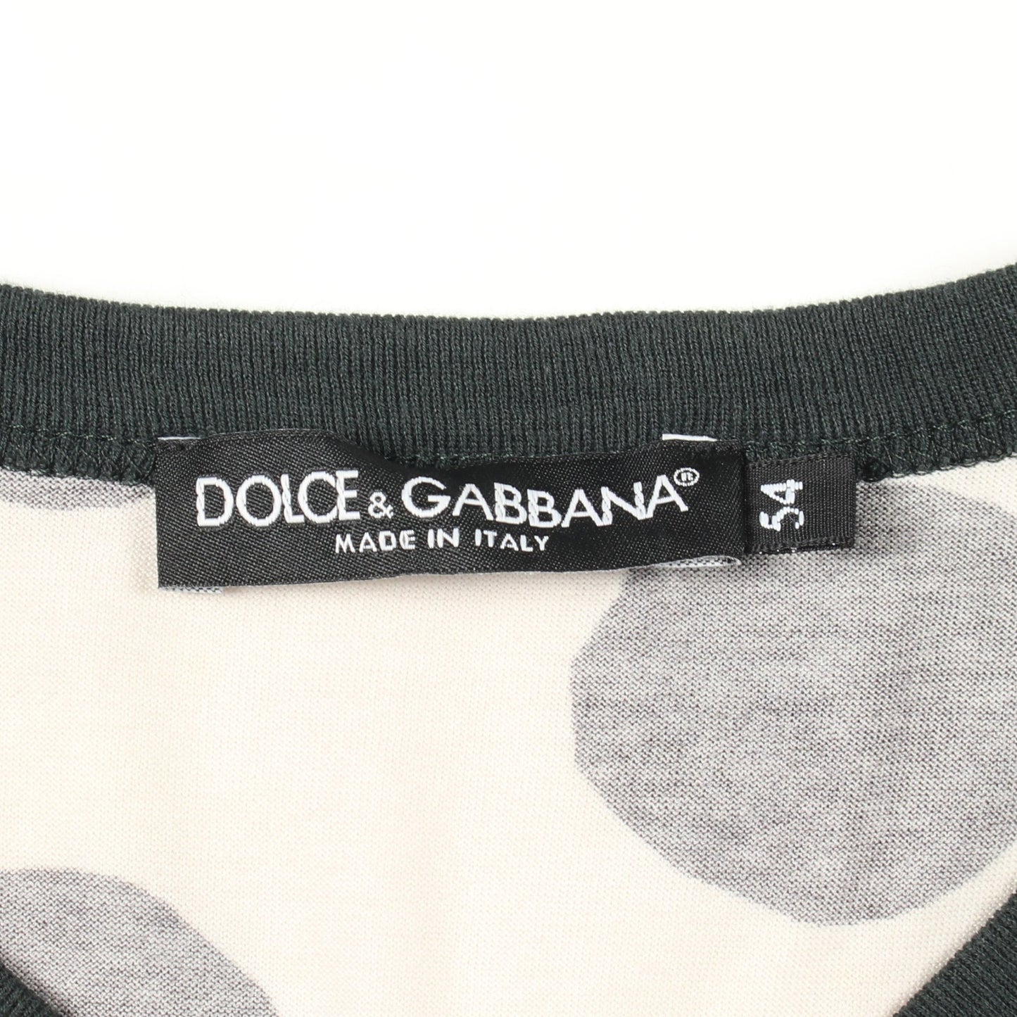 グラフィックプリント ドット Vネック 半袖Tシャツ コットン ダークグリーン マルチカラー ドルチェアンドガッバーナ