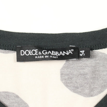 グラフィックプリント ドット Vネック 半袖Tシャツ コットン ダークグリーン マルチカラー ドルチェアンドガッバーナ