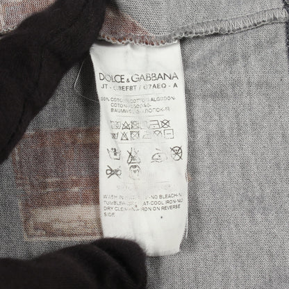グラフィックプリント 長袖Tシャツ コットン ブラック ブラウン ドルチェアンドガッバーナ