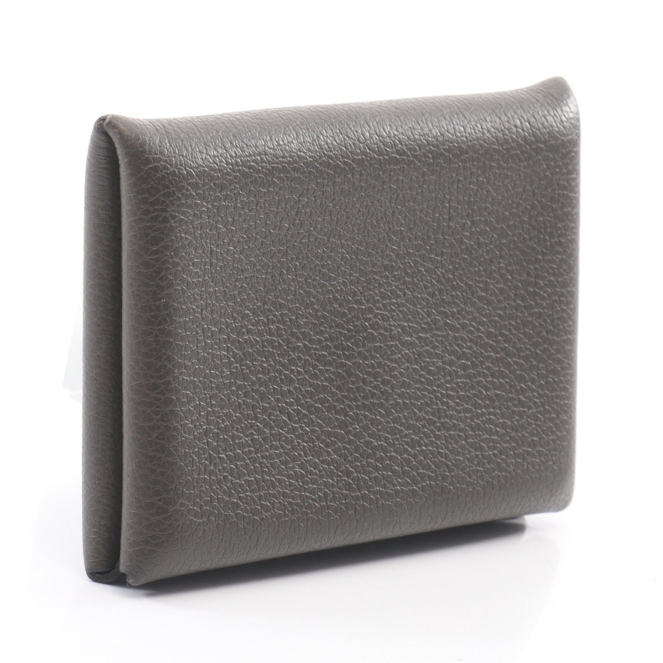 エルメス  カルヴィ U刻印 タ/ケブラコ/シルバー金具 シェーブルカードケース メンズ カルヴィ ヴェールマキ コインケース エバーカラー ダークグレー