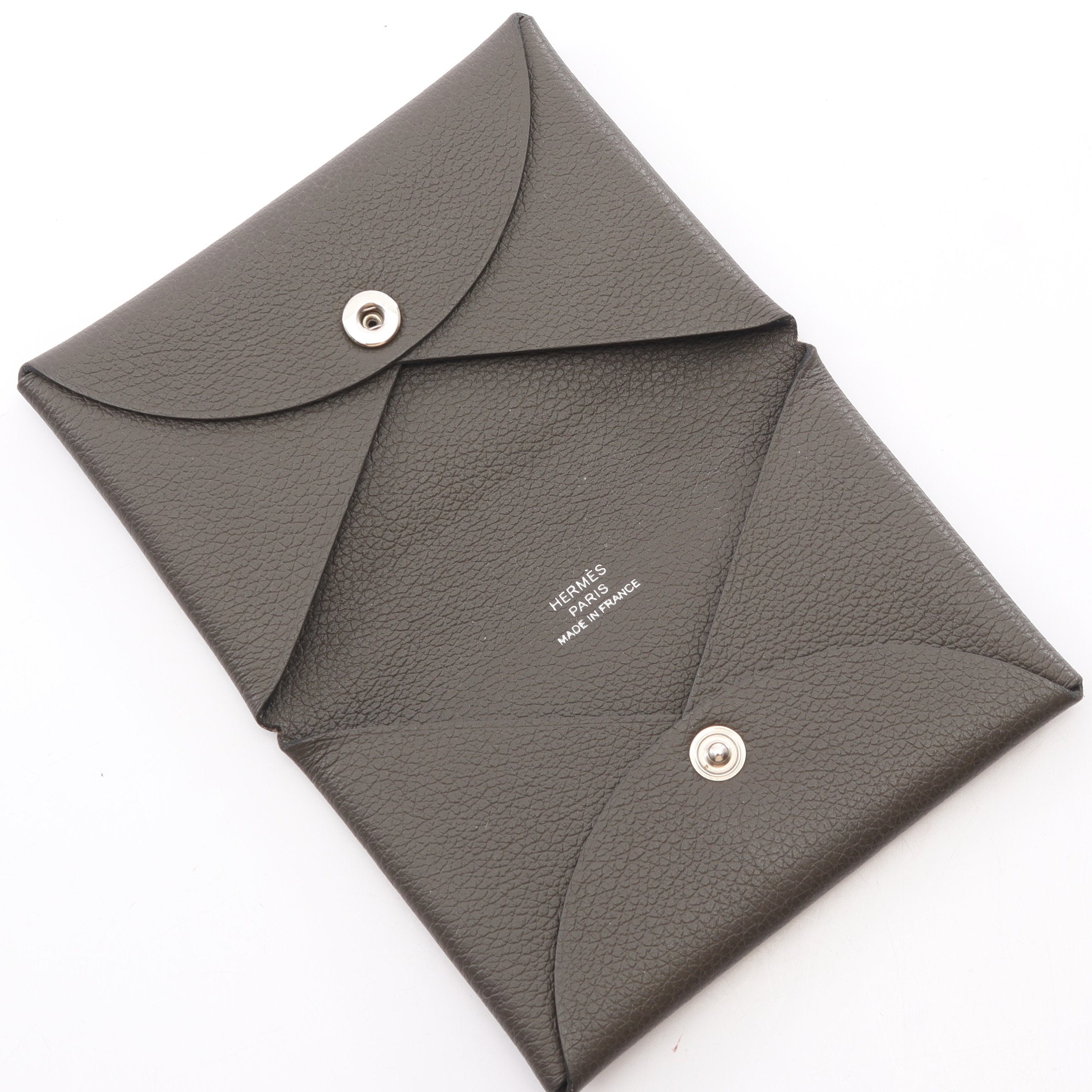★SALE【5ce6219】エルメス カードケース カルヴィ エバーカラー ヴェールヴェルティゴ シルバー金具 C刻印【中古】レディース カルヴィ ヴェールマキ コインケース エバーカラー ダークグレー