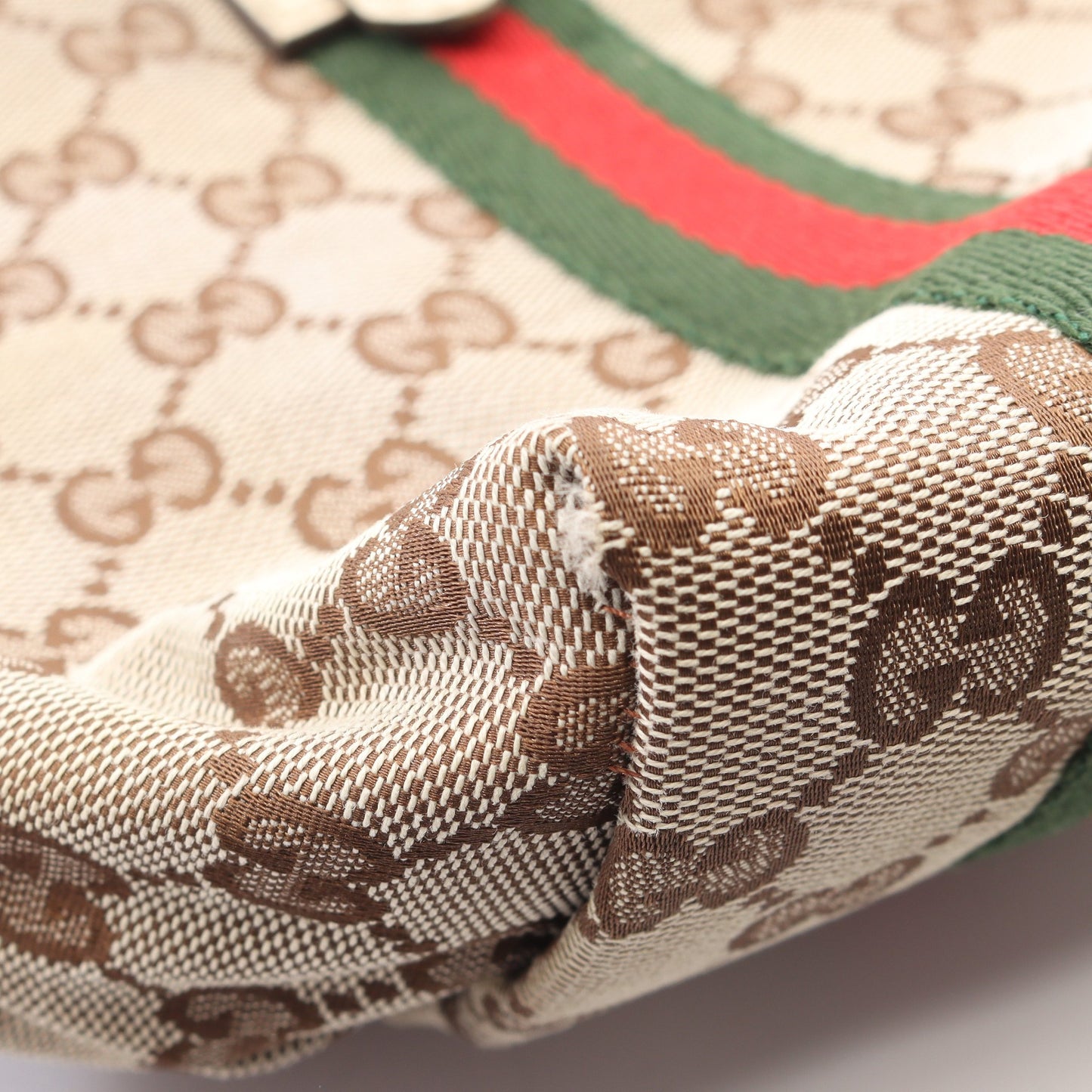 GGキャンバス シェリーライン ハンドバッグ トートバッグ キャンバス レザー ベージュ ホワイト マルチカラー グッチ バッグ GUCCI