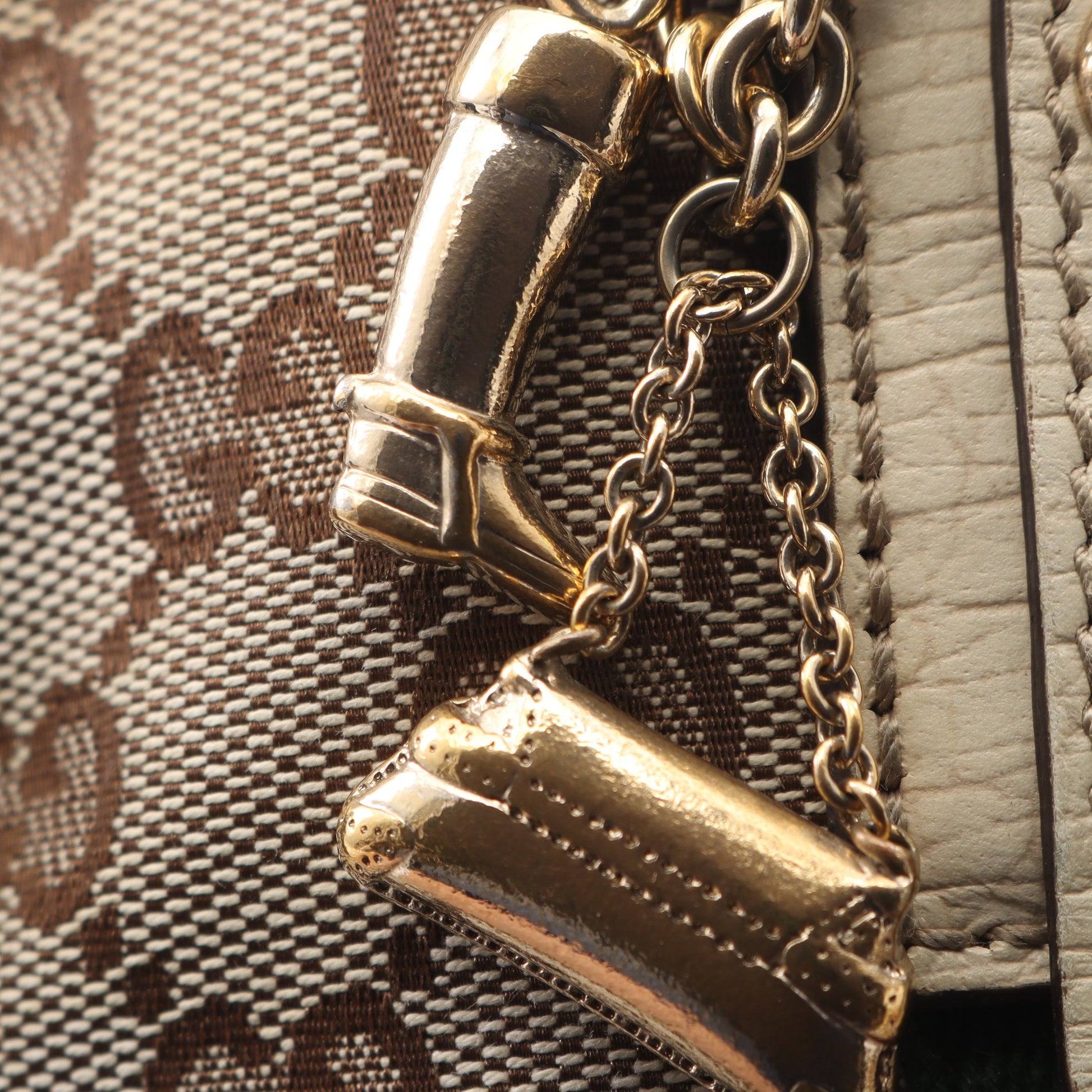 GGキャンバス シェリーライン ハンドバッグ トートバッグ キャンバス レザー ベージュ ホワイト マルチカラー グッチ バッグ GUCCI