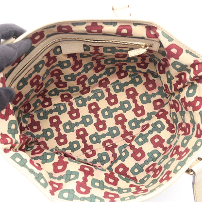 GGキャンバス シェリーライン ハンドバッグ トートバッグ キャンバス レザー ベージュ ホワイト マルチカラー グッチ バッグ GUCCI