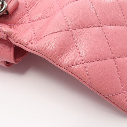 マトラッセ 2WAY チェーンショルダーバッグ レザー ピンク シルバー金具 シャネル