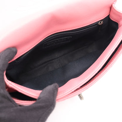 マトラッセ 2WAY チェーンショルダーバッグ レザー ピンク シルバー金具 シャネル