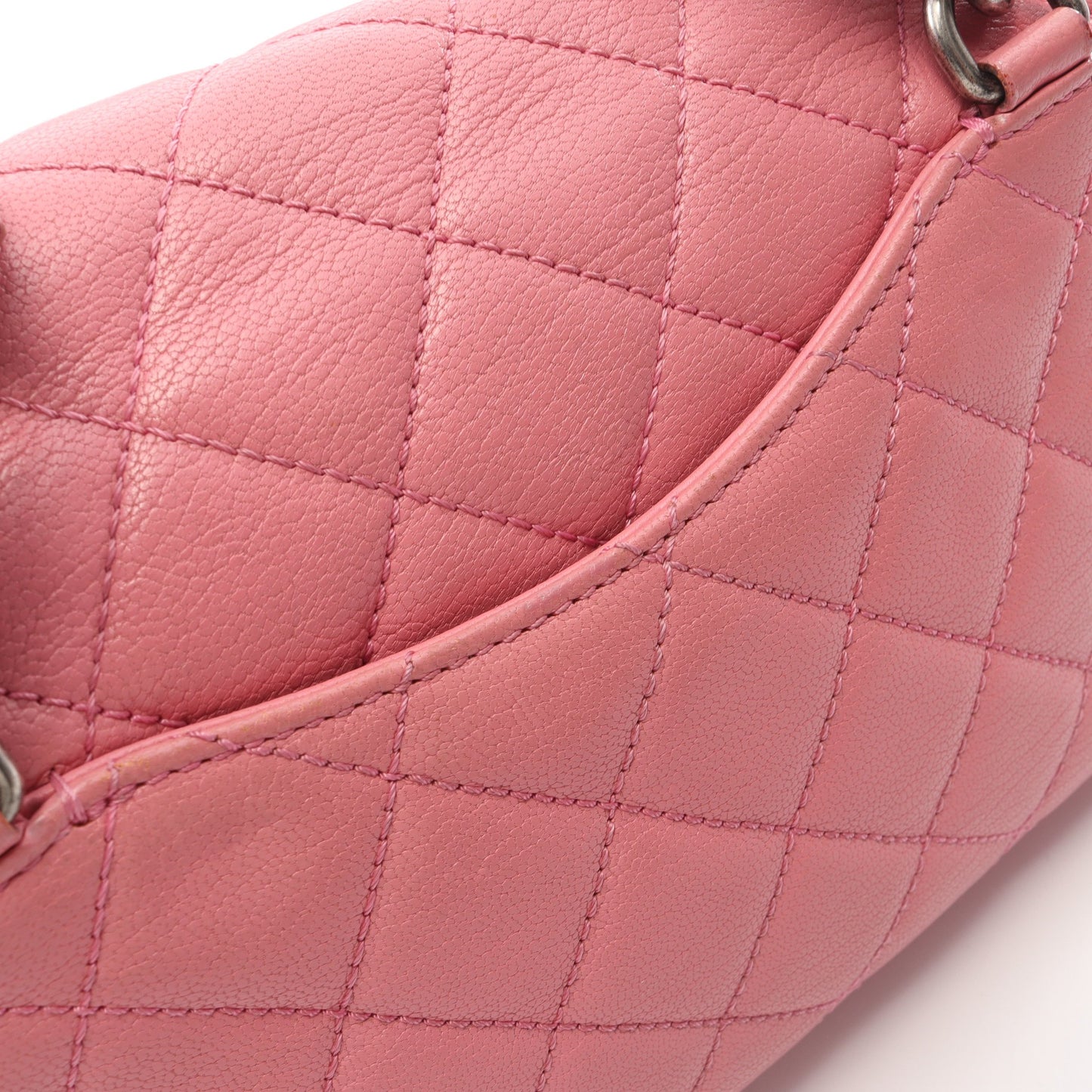 マトラッセ 2WAY チェーンショルダーバッグ レザー ピンク シルバー金具 シャネル