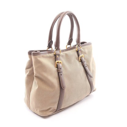 LOGO JACQUARD ロゴジャガード 2WAY ハンドバッグ キャンバス レザー ベージュ ダークブラウン プラダ