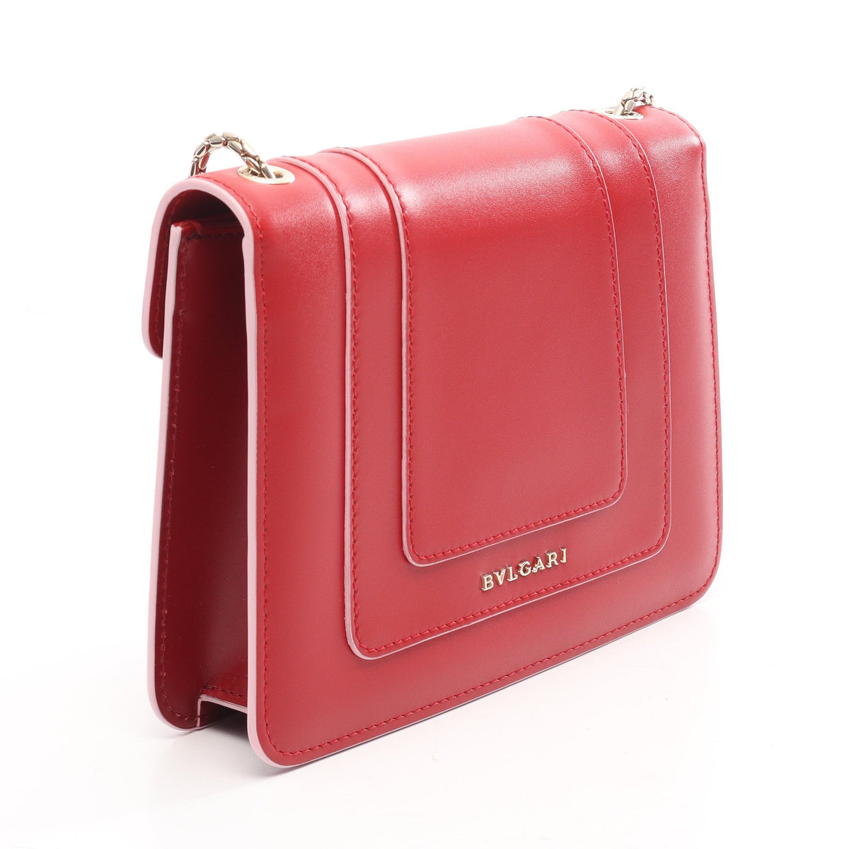 セルペンティ フォーエバー チェーンショルダーバッグ レザー レッド ブルガリ バッグ BVLGARI