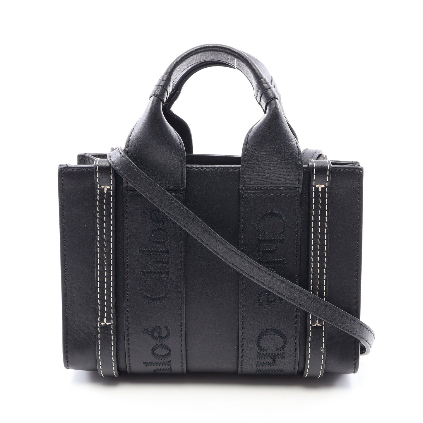 ウッディ ミニ 2WAY ハンドバッグ レザー ブラック クロエ バッグ Chloe