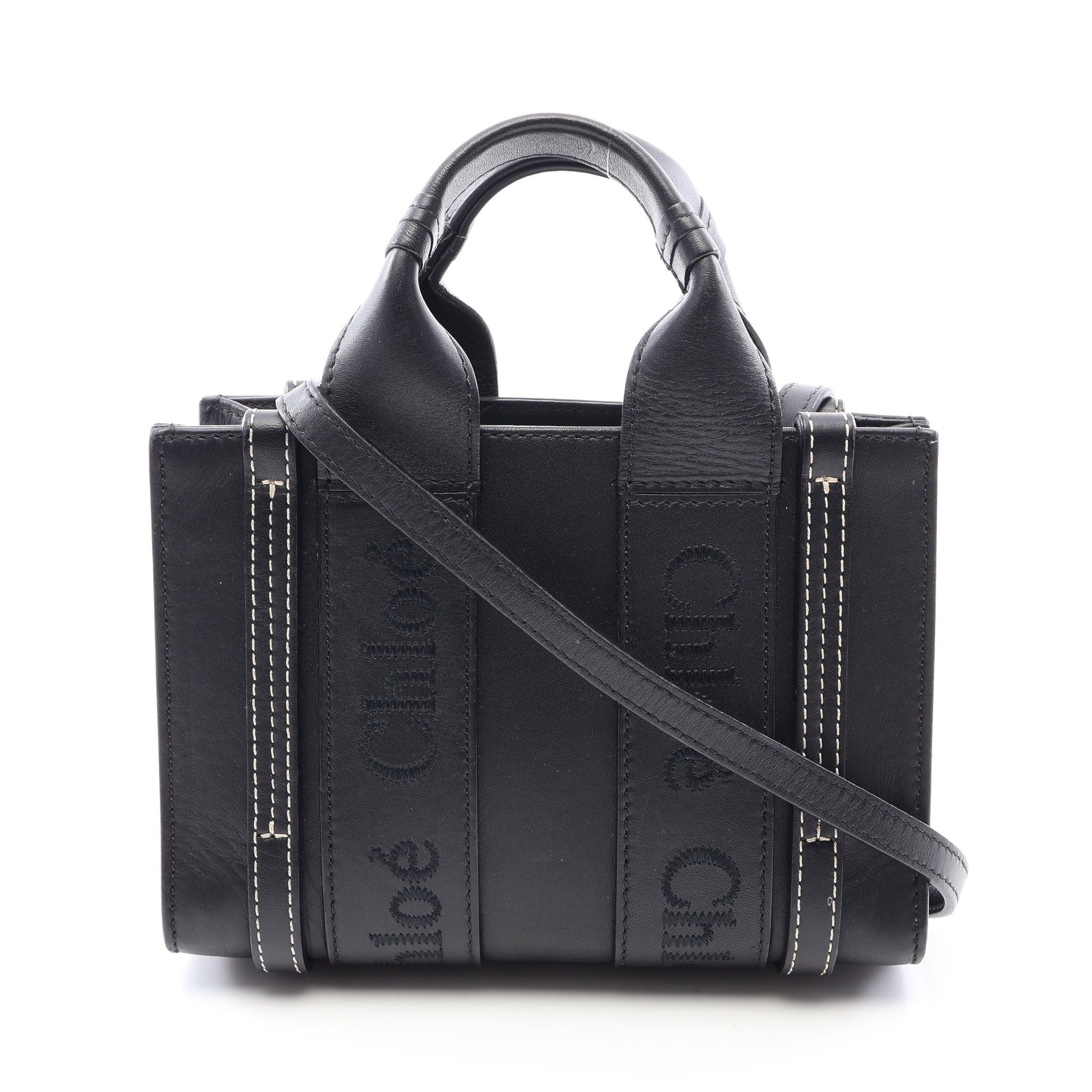 ウッディ ミニ 2WAY ハンドバッグ レザー ブラック クロエ バッグ Chloe