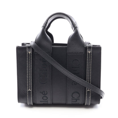 ウッディ ミニ 2WAY ハンドバッグ レザー ブラック クロエ バッグ Chloe