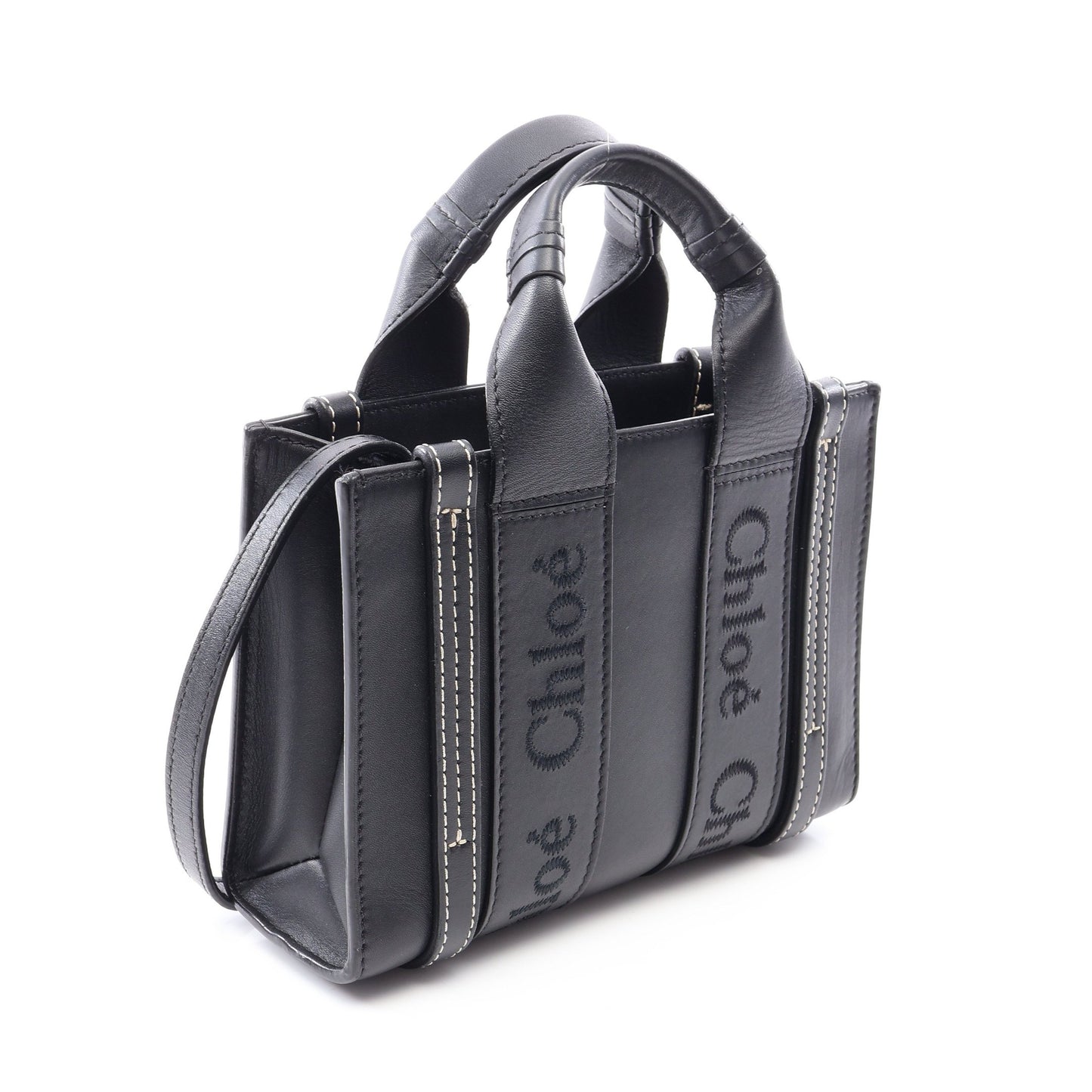 ウッディ ミニ 2WAY ハンドバッグ レザー ブラック クロエ バッグ Chloe